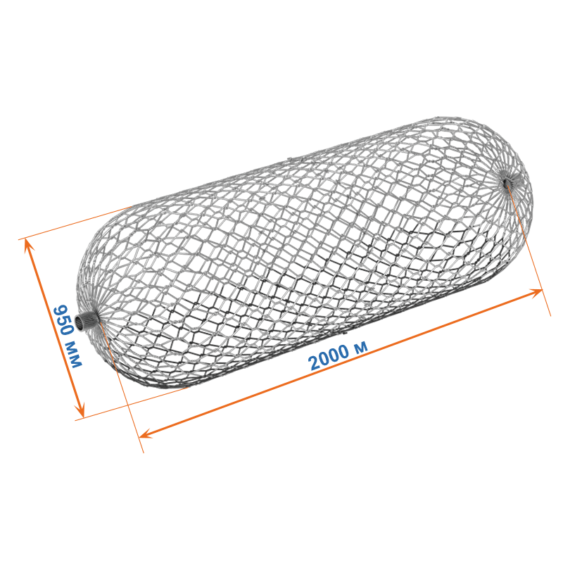 Габион цилиндрический 2х0,95х0,94 оцинкованный, Ø проволоки 2,7мм, размер ячейки 8х10 см фото
